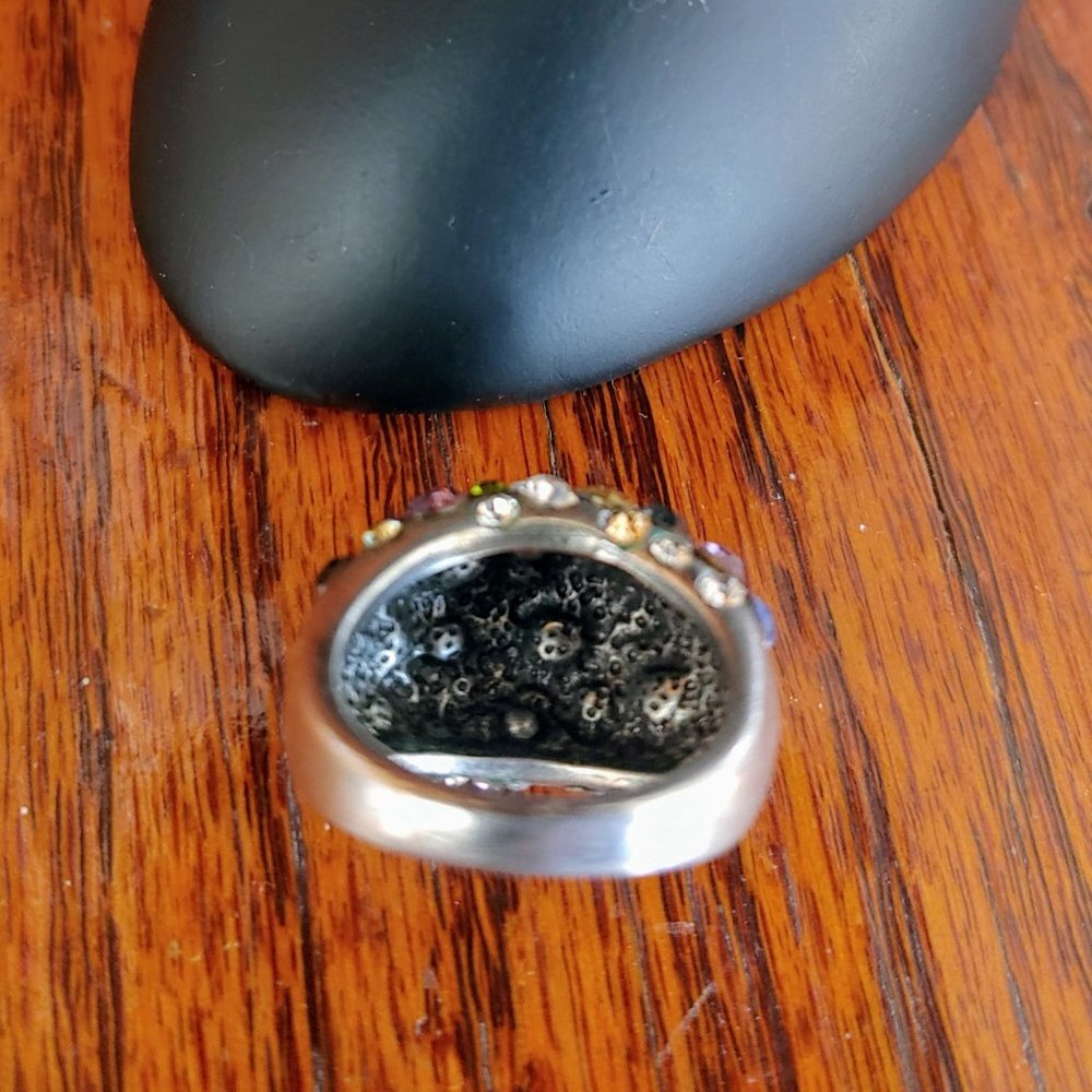 Faceted Multi-stone Silver Cocktail Ring - Picture 4 of 5